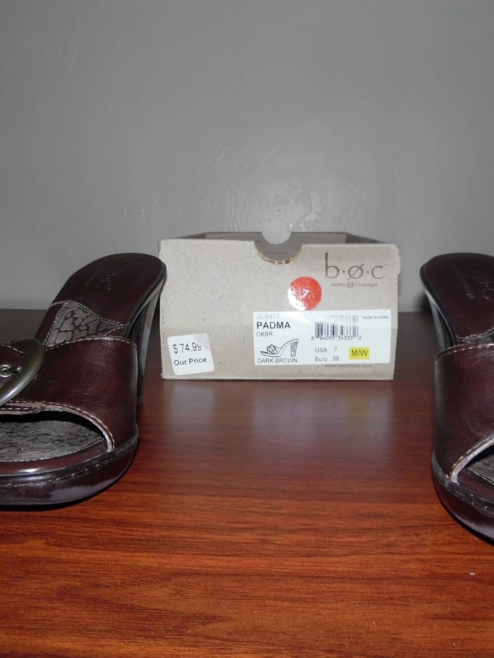 b.o.c. Padma Dark Brown Leather Slide Mules with Buckle